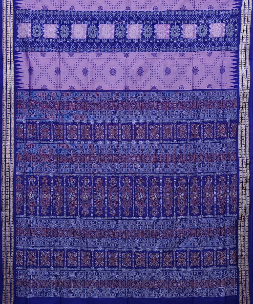 Lavender Blue Handwoven Bomkei Mix Silk Saree Image 2