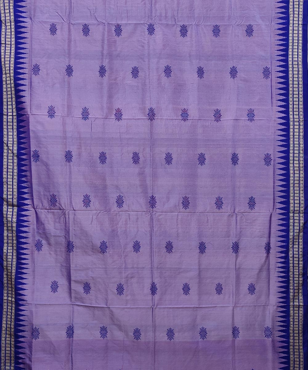 Lavender Blue Handwoven Bomkei Mix Silk Saree Image 3