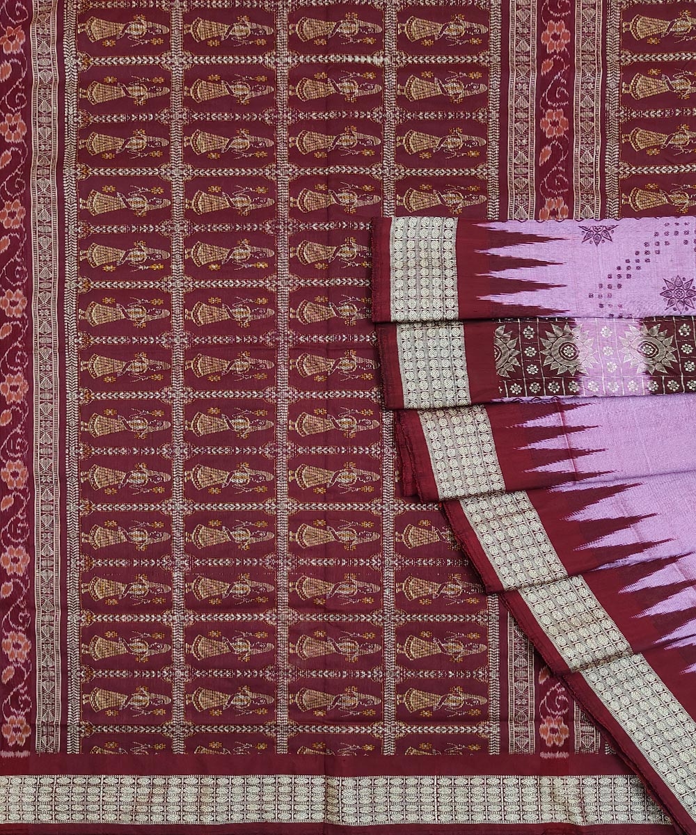 Purple Maroon Handwoven Bomkei Mix Silk Saree Image 1