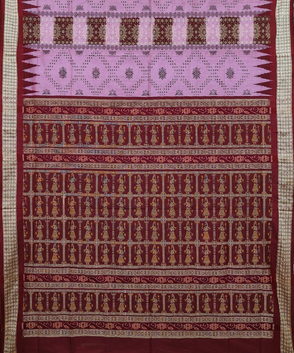 Purple Maroon Handwoven Bomkei Mix Silk Saree Image 2