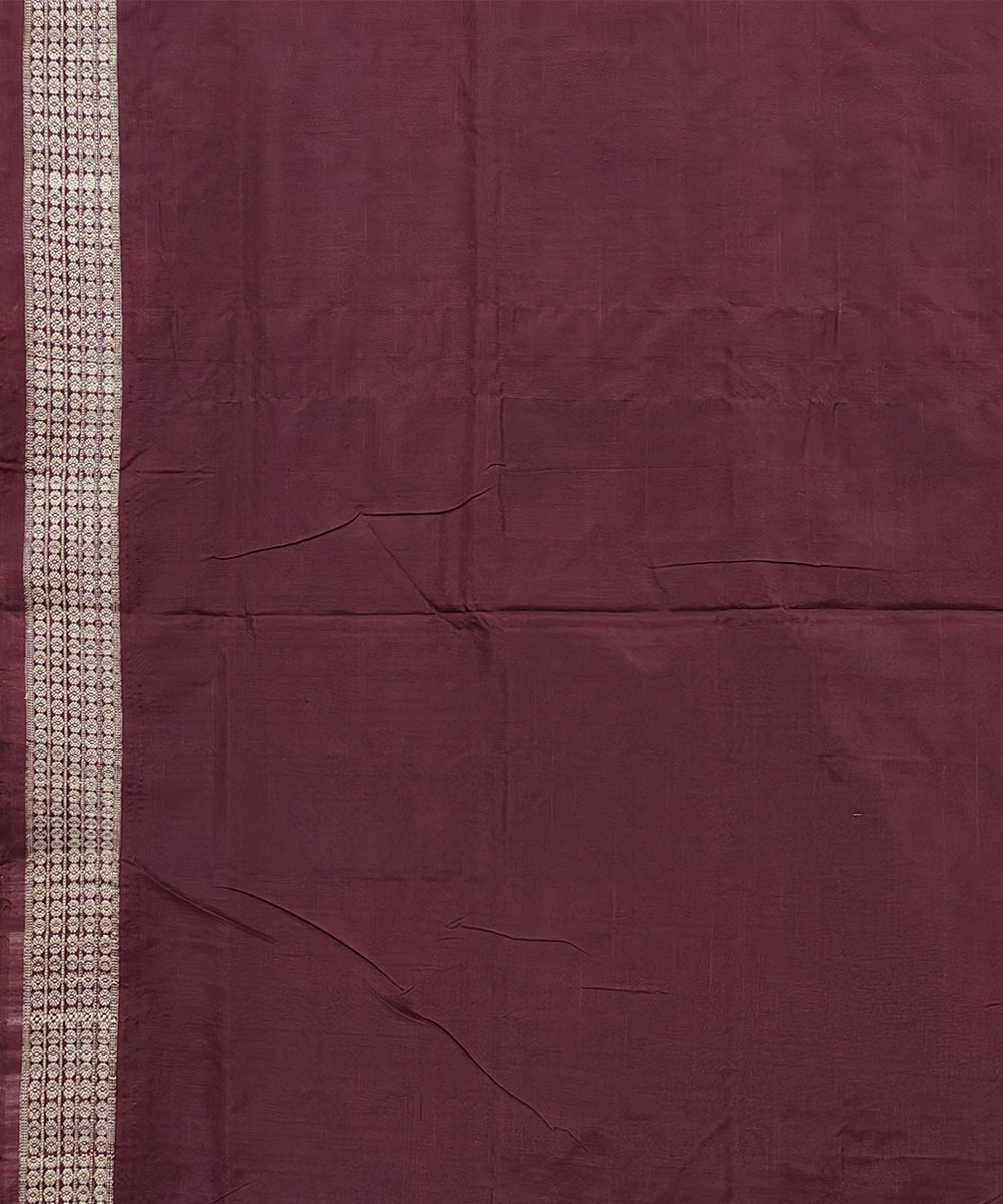 Maroon Coffee Handwoven Bomkai Mix Silk Saree Image 4