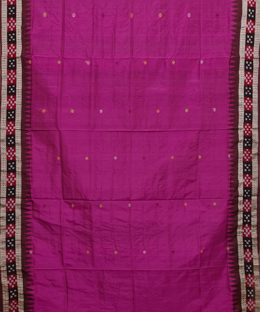 Pink Coffee Handwoven Bomkai Mix Silk Saree Image 3