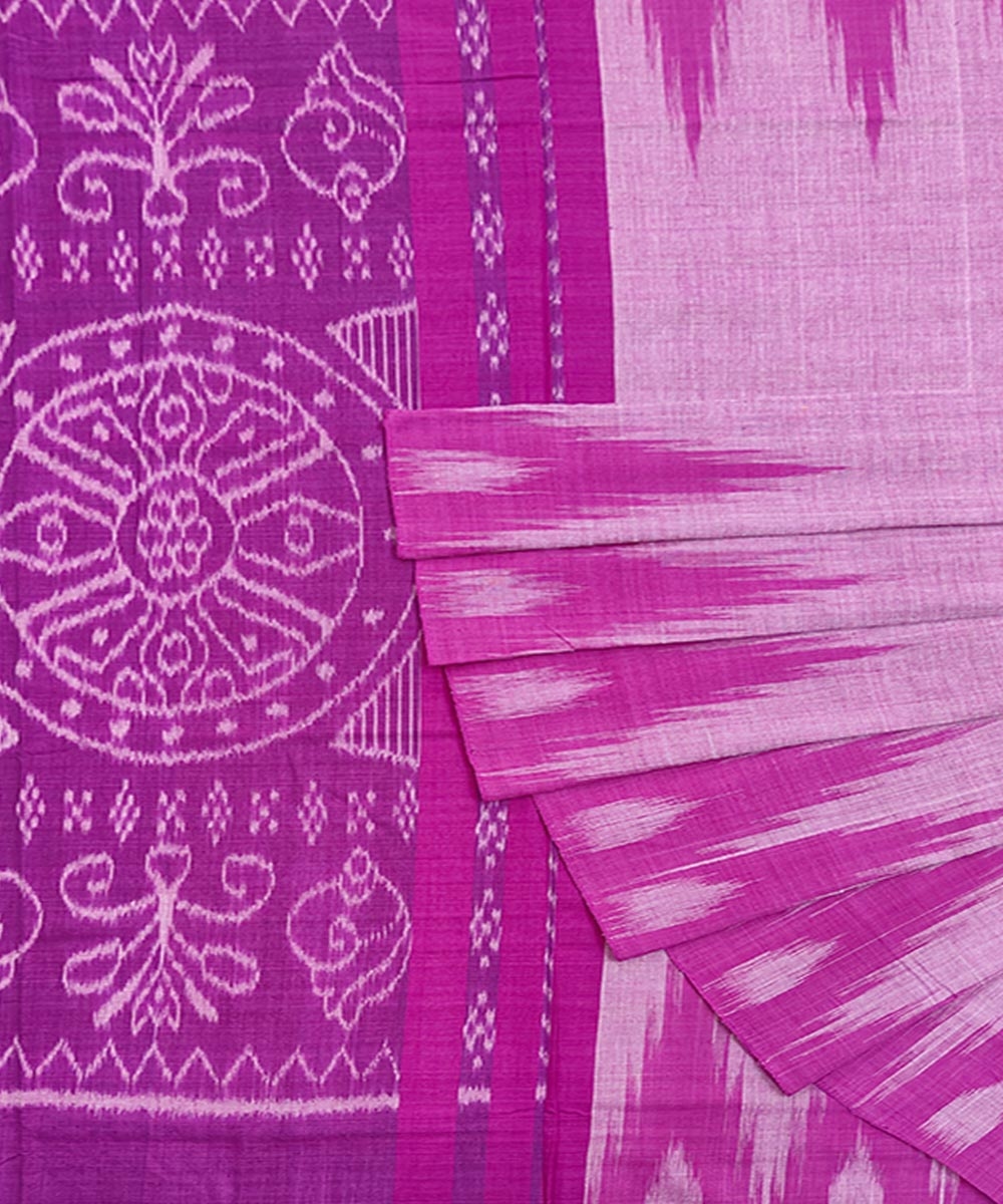 Pink Nuapatna Handwoven Single Ikat Cotton Saree Image 1