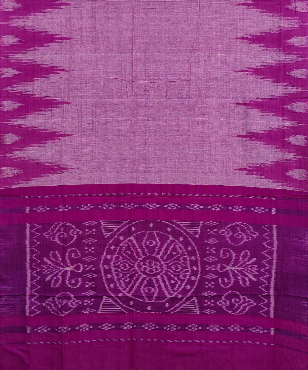 Pink Nuapatna Handwoven Single Ikat Cotton Saree Image 2