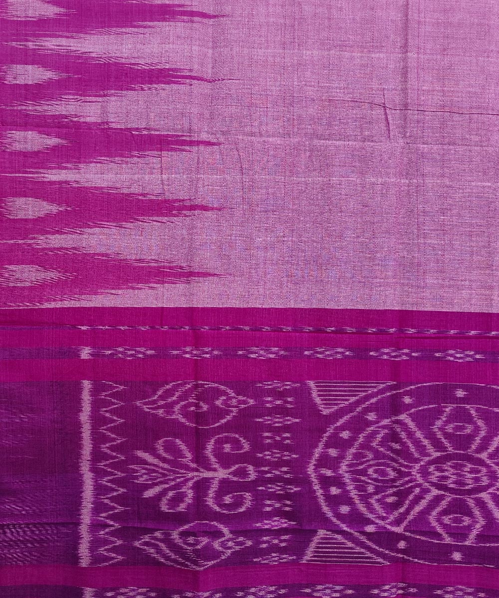 Pink Nuapatna Handwoven Single Ikat Cotton Saree Image 3