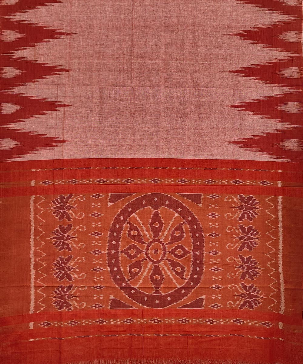 Rust Nuapatna Handwoven Single Ikat Cotton Saree Image 2