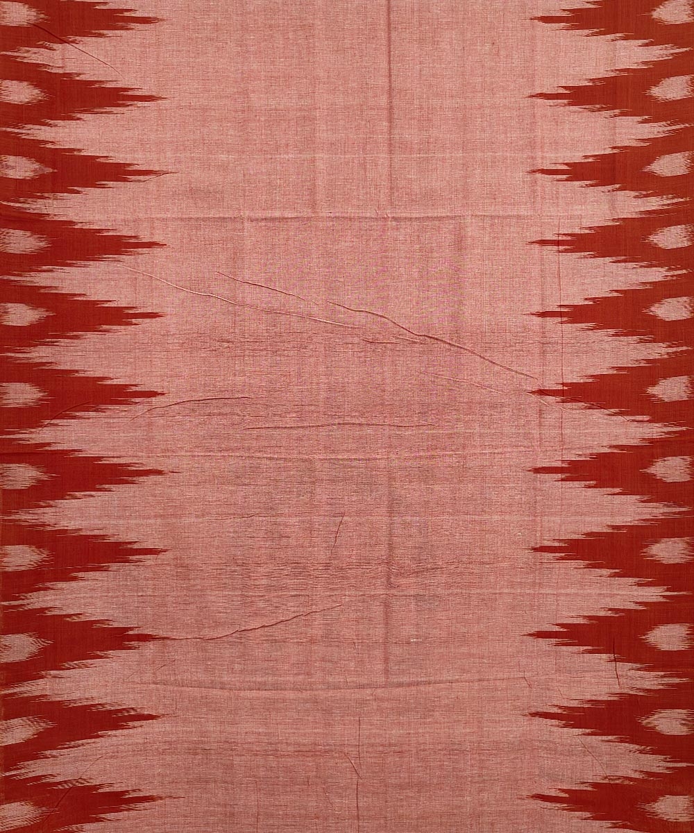 Rust Nuapatna Handwoven Single Ikat Cotton Saree Image 4