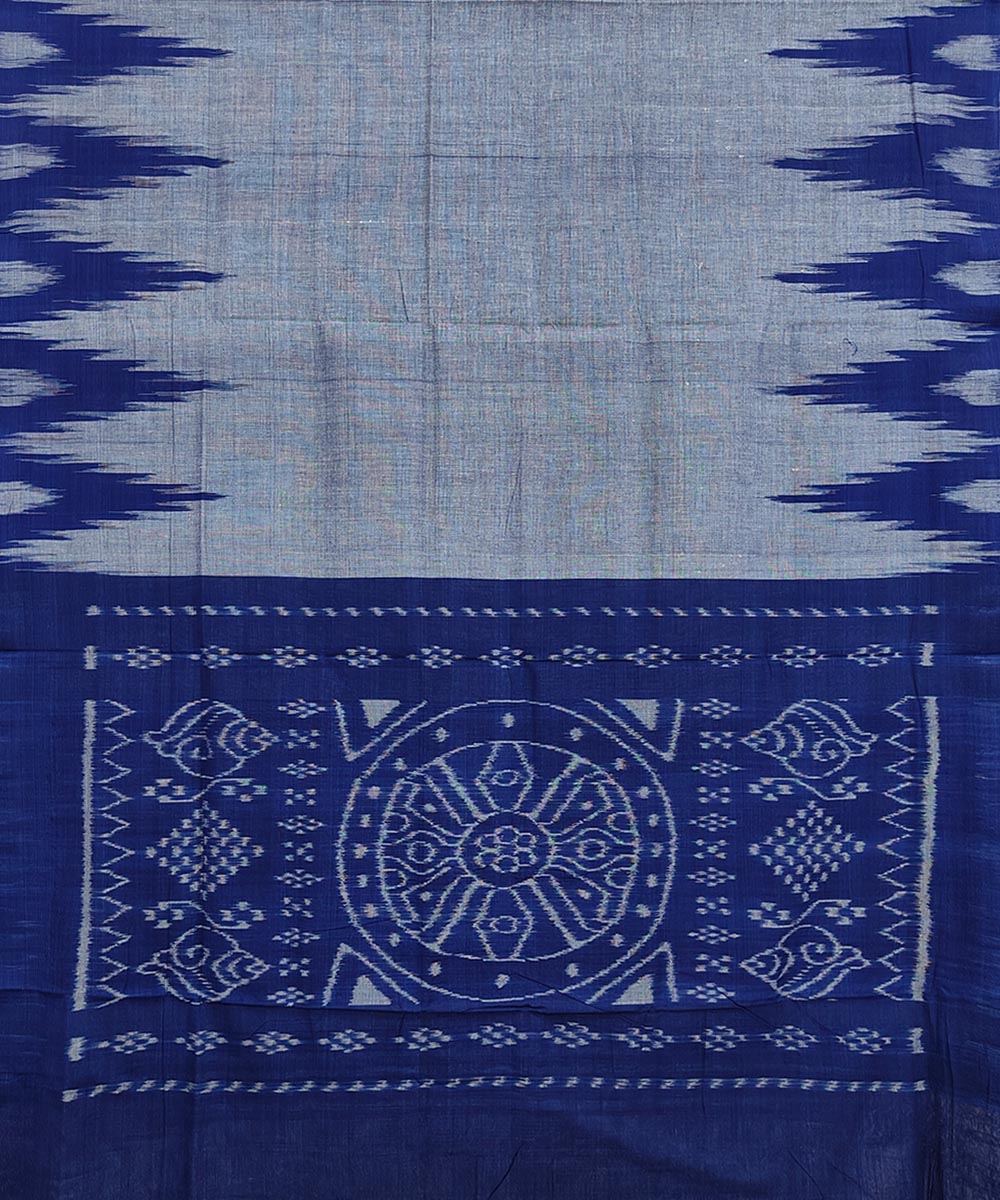 Blue Nuapatna Handwoven Single Ikat Cotton Saree Image 2
