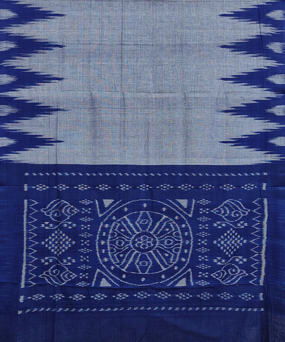 Blue Nuapatna Handwoven Single Ikat Cotton Saree Image 2