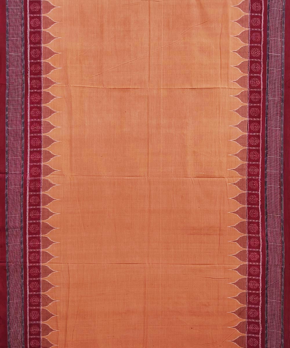 Brown Maroon Sambalpuri Handwoven Single Ikat Cotton Saree Image 3