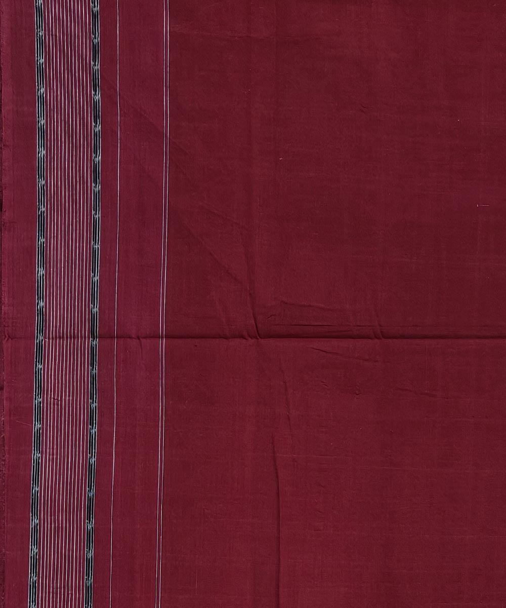 Brown Maroon Sambalpuri Handwoven Single Ikat Cotton Saree Image 4