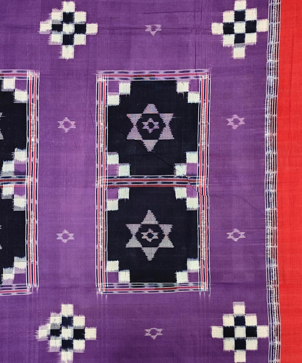 Purple Red Sambalpuri Handwoven Cotton Double Bed Sheet Image 3