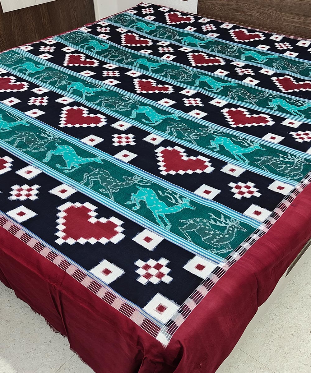 Multicolour Sambalpuri Handwoven Cotton Double Bed Sheet Image 2