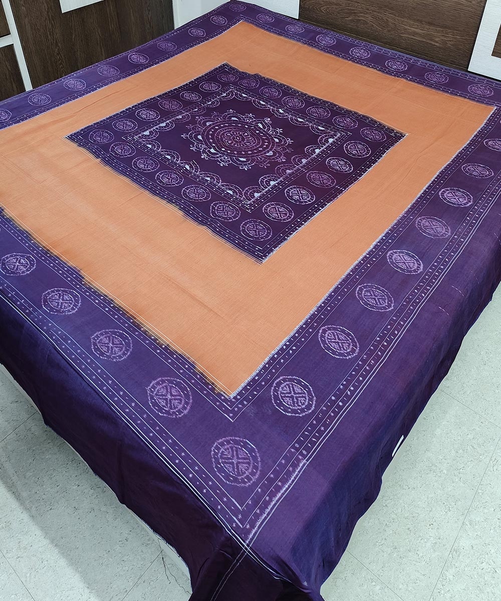 Purple Sambalpuri Handwoven Cotton Double Bed Sheet Image 2