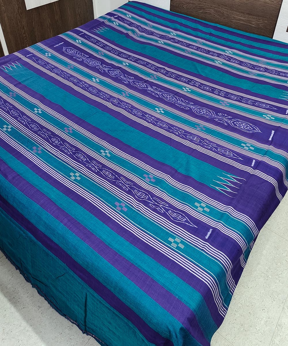 Green Sambalpuri Handwoven Cotton Double Bed Sheet Image 2