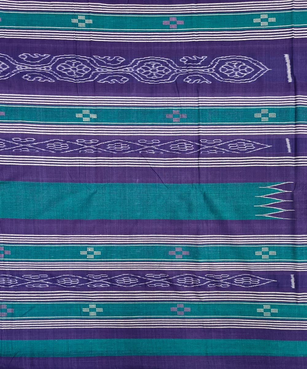 Green Sambalpuri Handwoven Cotton Double Bed Sheet Image 3