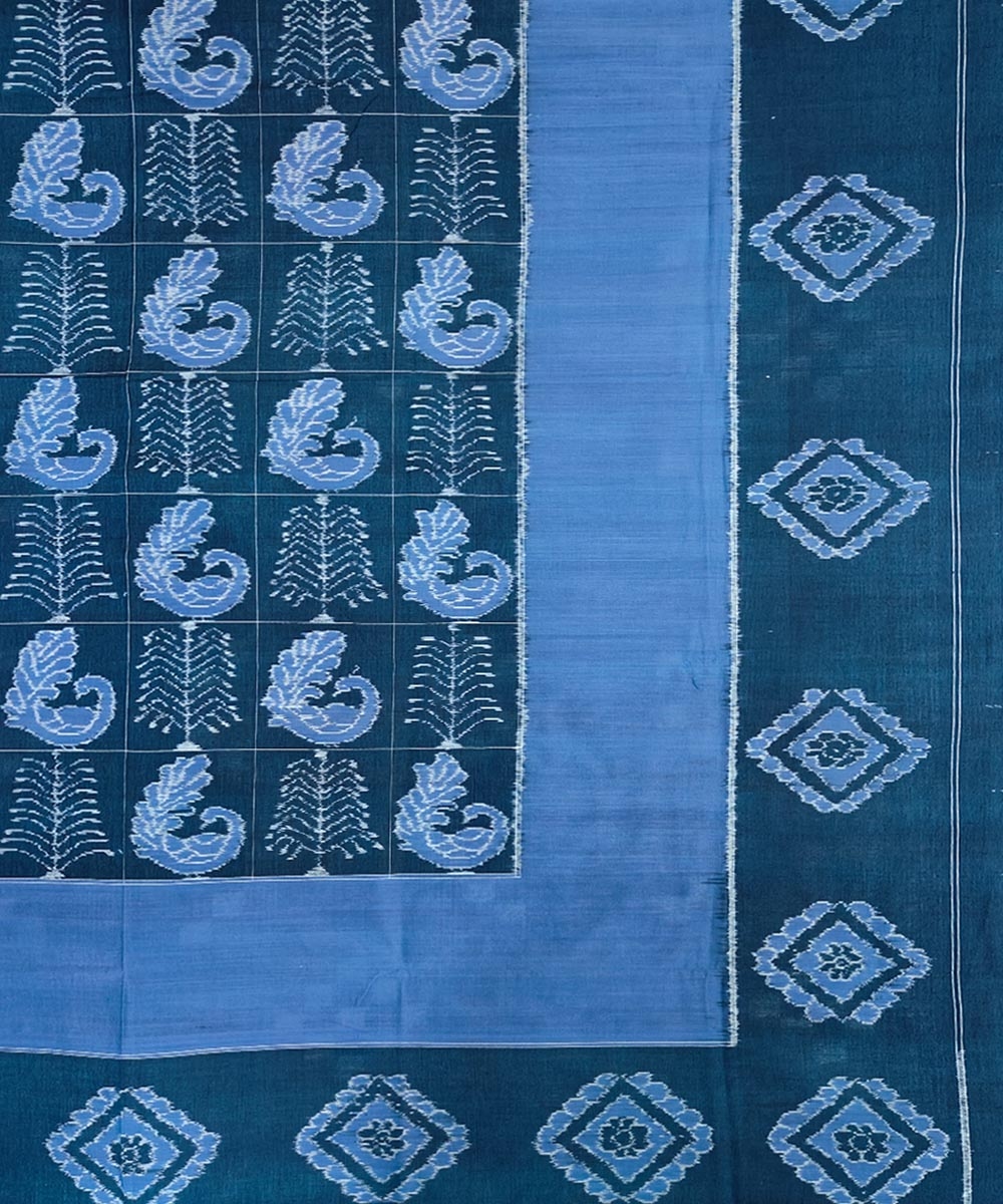 Blue Sambalpuri Handwoven Cotton Double Bed Sheet Image 3