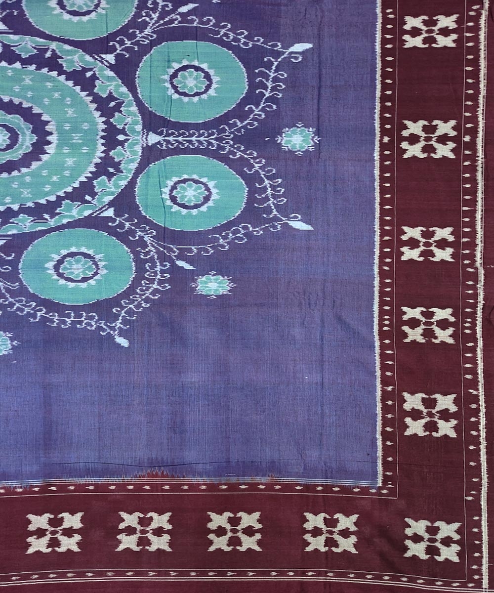 Purple Sambalpuri Handwoven Cotton Double Bed Sheet Image 3