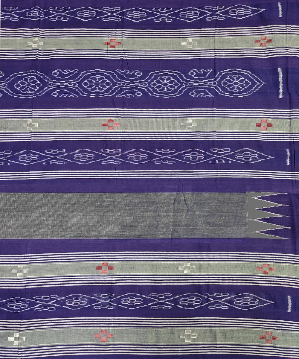 Olive Sambalpuri Handwoven Cotton Double Bed Sheet Image 3