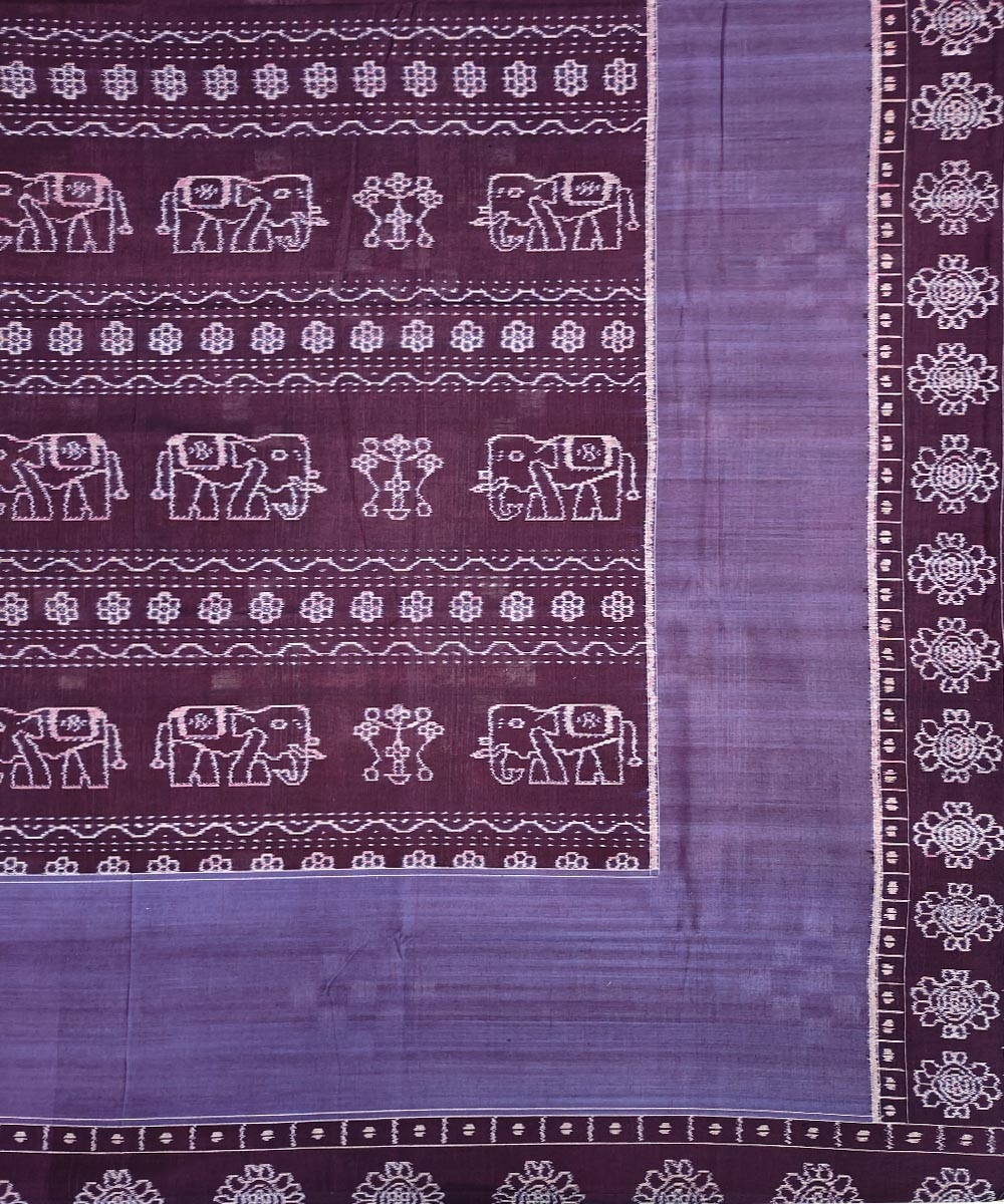 Purple Sambalpuri Handwoven Cotton Double Bed Sheet Image 3