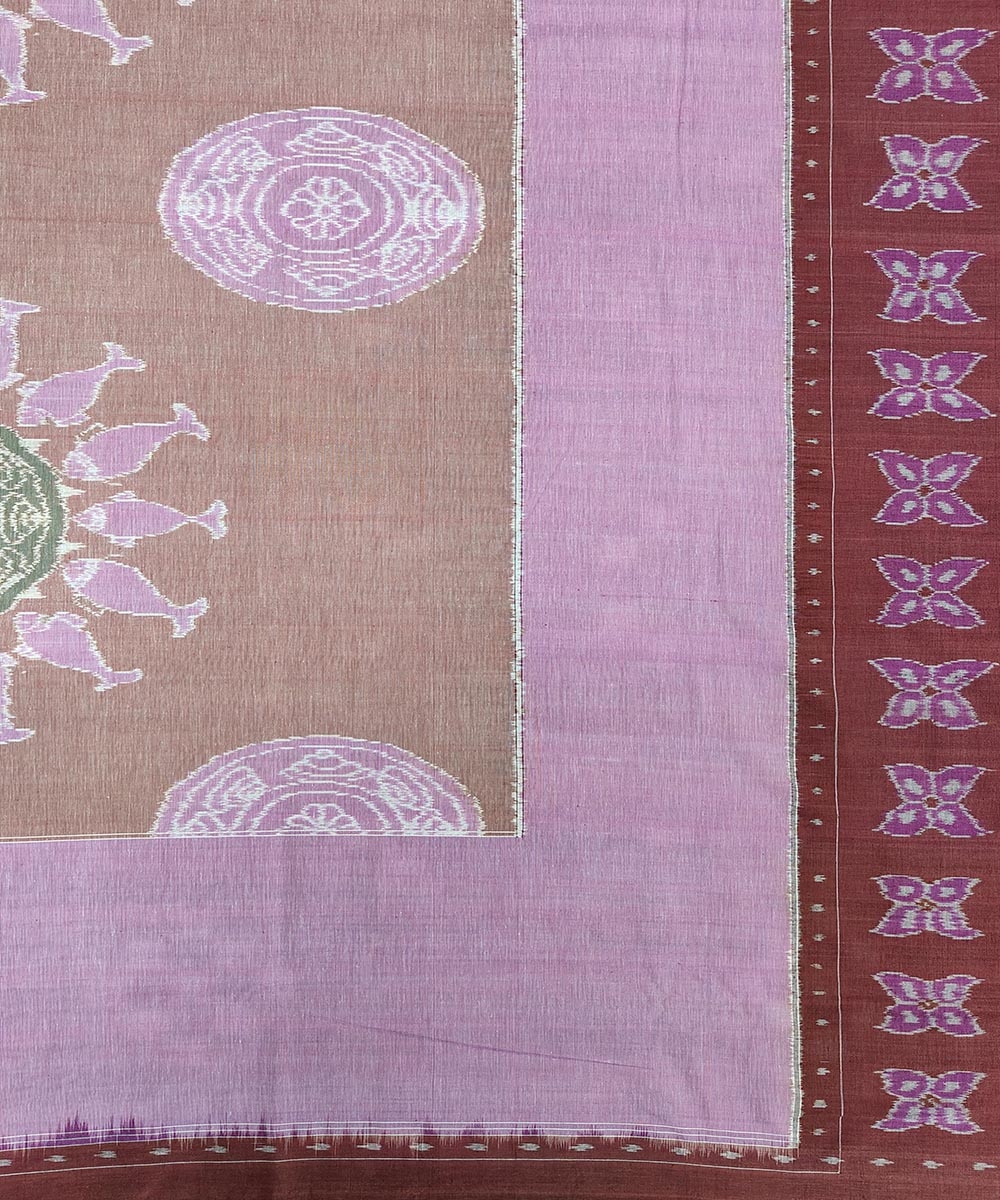 Lavender Sambalpuri Handwoven Cotton Double Bed Sheet Image 3