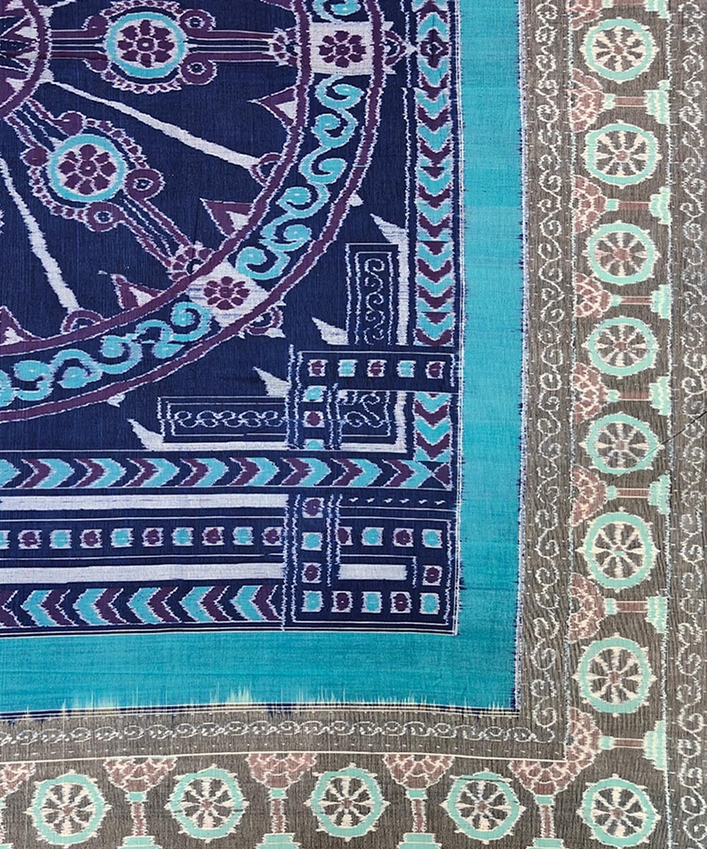 Blue Sambalpuri Handwoven Cotton Double Bed Sheet Image 3