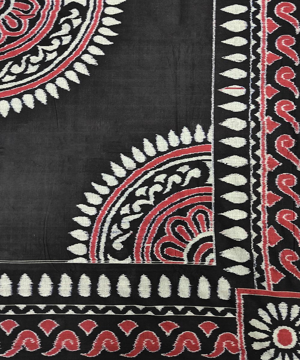 Black Sambalpuri Handwoven Cotton Double Bed Sheet Image 3