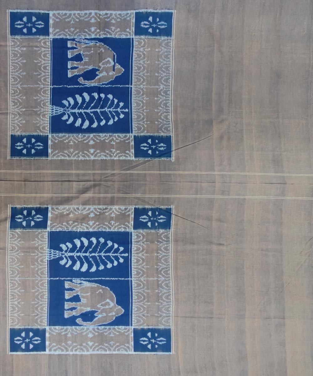 Blue Sambalpuri Handwoven Cotton Double Bed Sheet Image 4