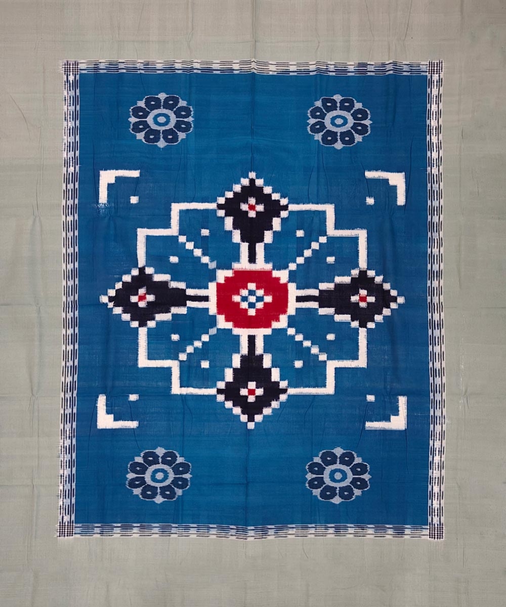 Blue Sambalpuri Handwoven Cotton Single Bed Sheet Image 1