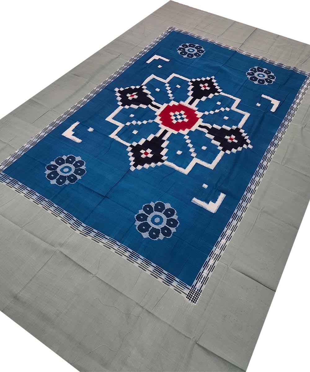 Blue Sambalpuri Handwoven Cotton Single Bed Sheet Image 2