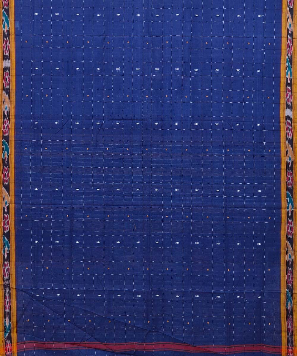 Blue Sambalpuri Handwoven Single Ikat Cotton Saree Image 3