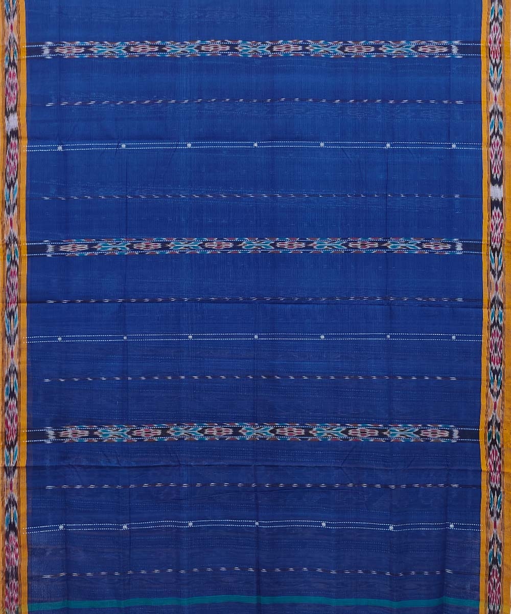 Blue Sambalpuri Handwoven Single Ikat Cotton Saree Image 3