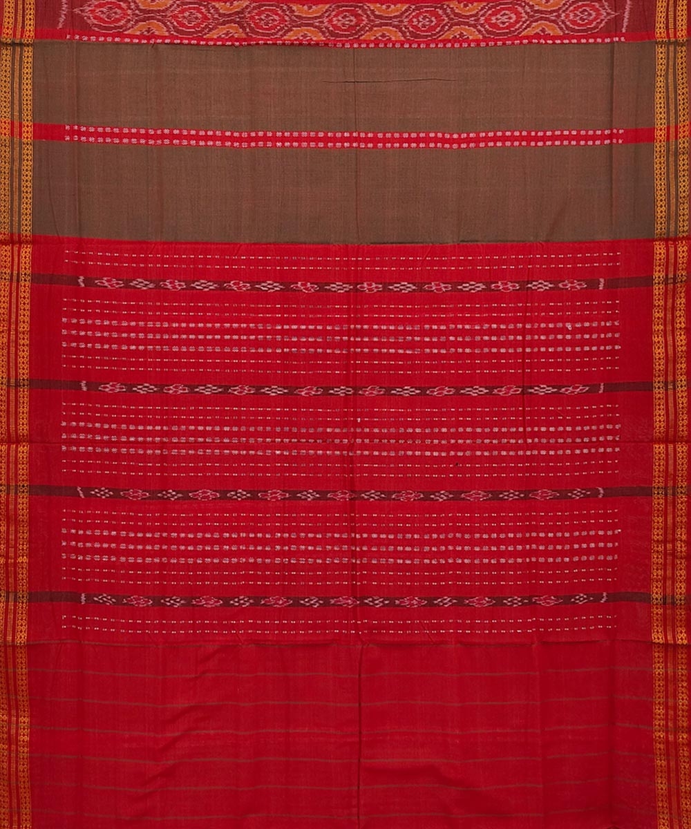 Green Bomkai Handwoven Single Ikat Cotton Saree Image 2