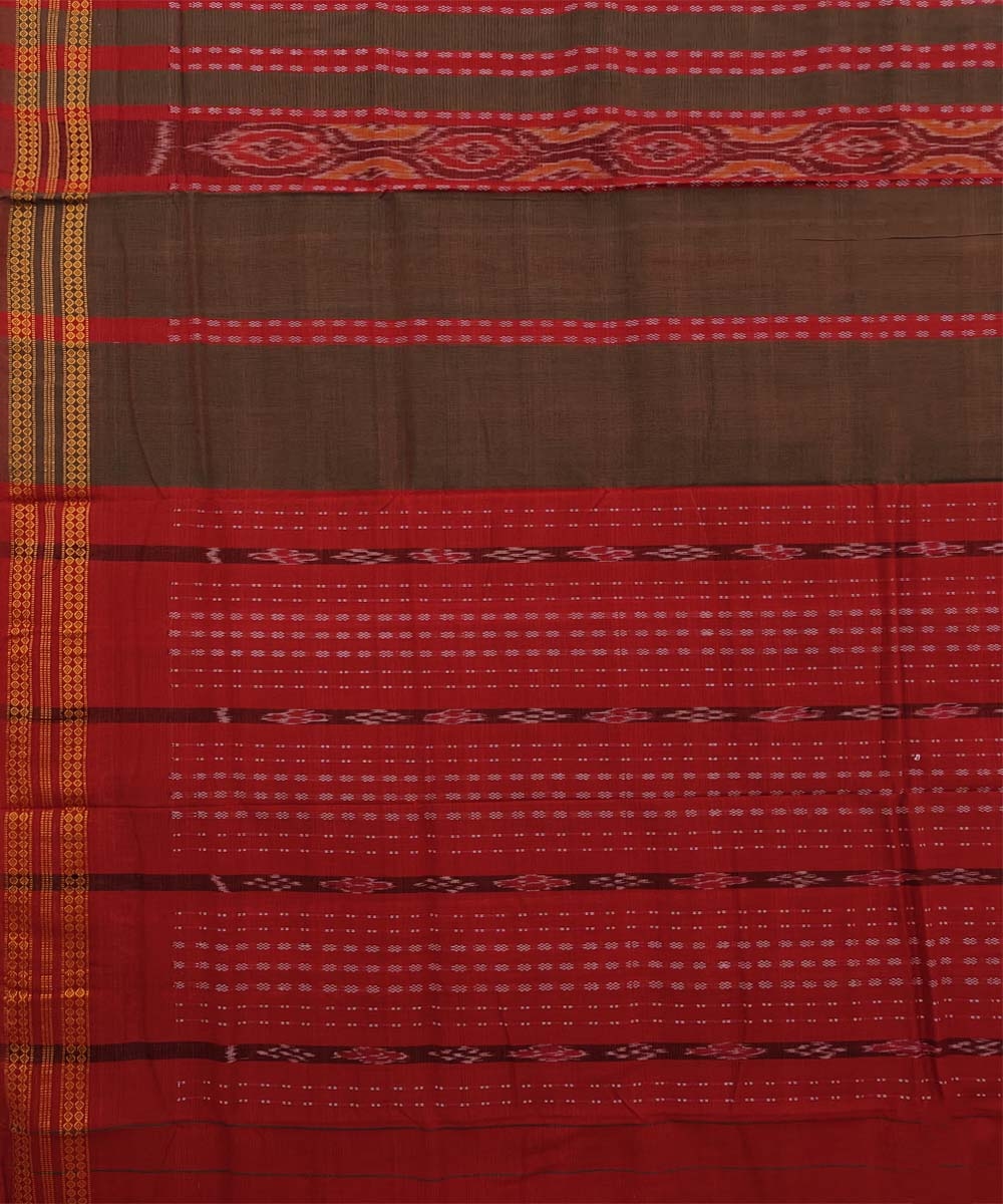 Green Bomkai Handwoven Single Ikat Cotton Saree Image 4