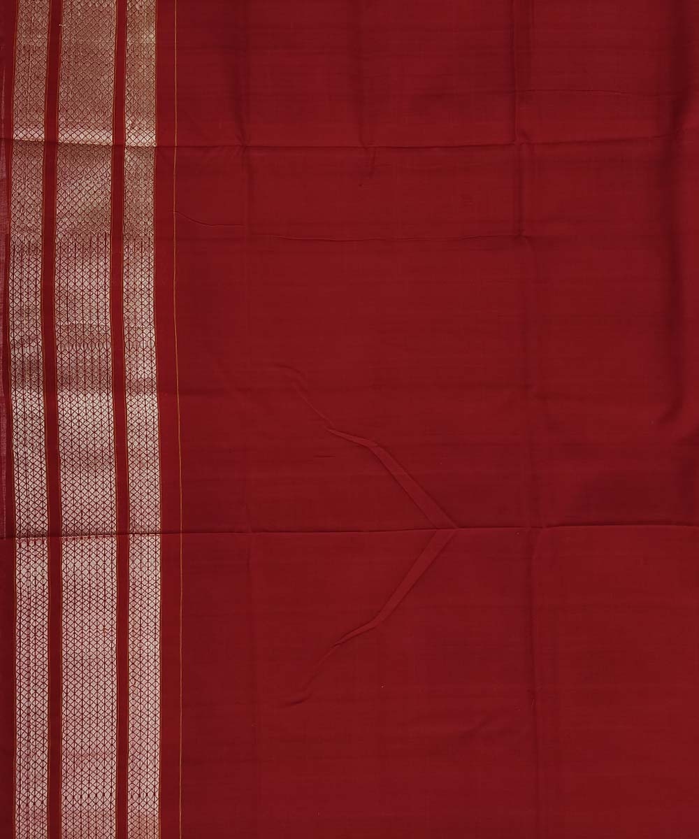 Coffee Red Sambalpuri Handwoven Single Ikat Cotton Saree Image 4