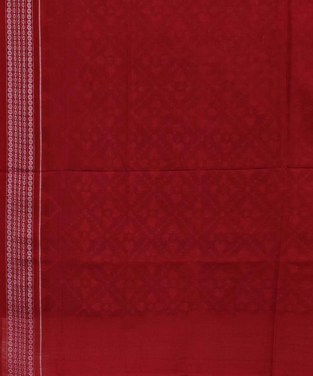 Gray Maroon Sambalpuri Handwoven Single Ikat Cotton Saree Image 4