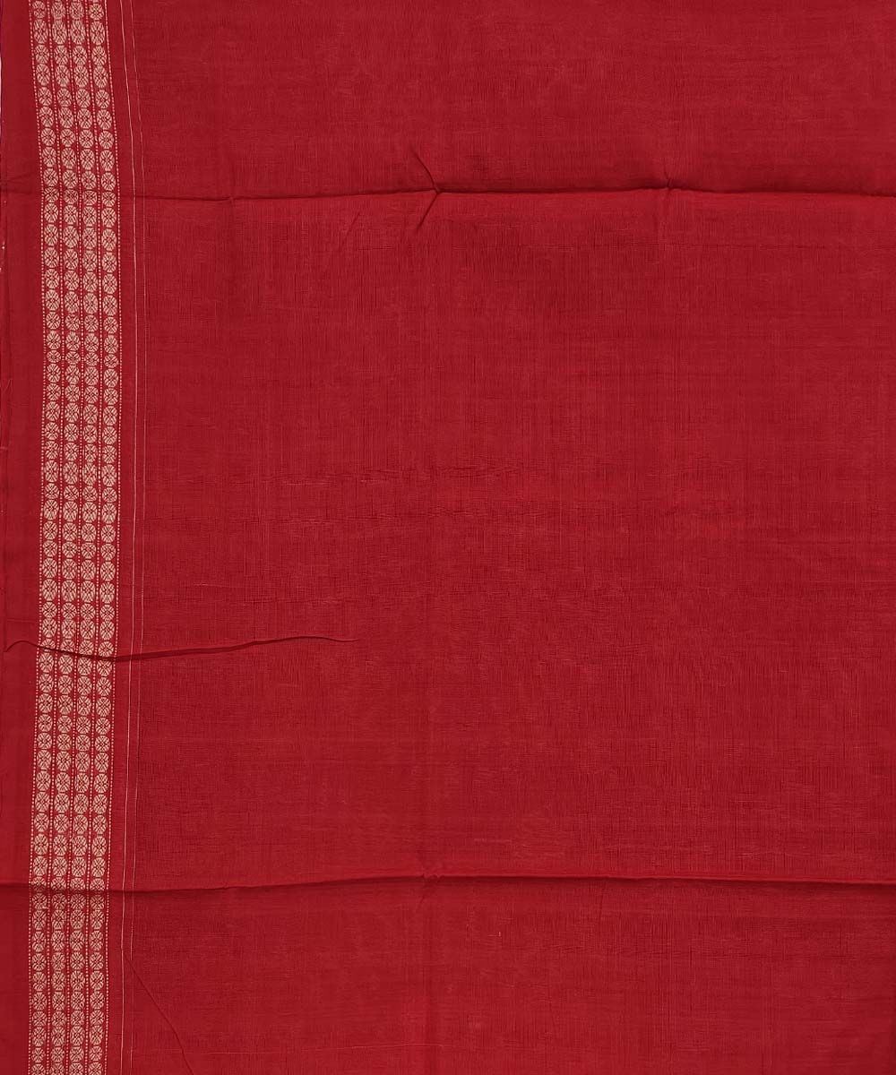 Maroon Red Sambalpuri Handwoven Single Ikat Cotton Saree Image 4