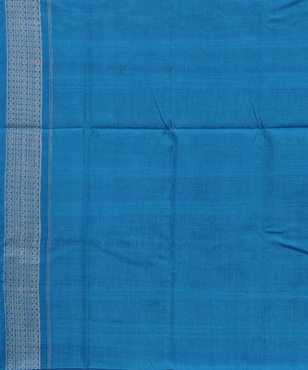 Black Blue Sambalpuri Handwoven Single Ikat Cotton Saree Image 4