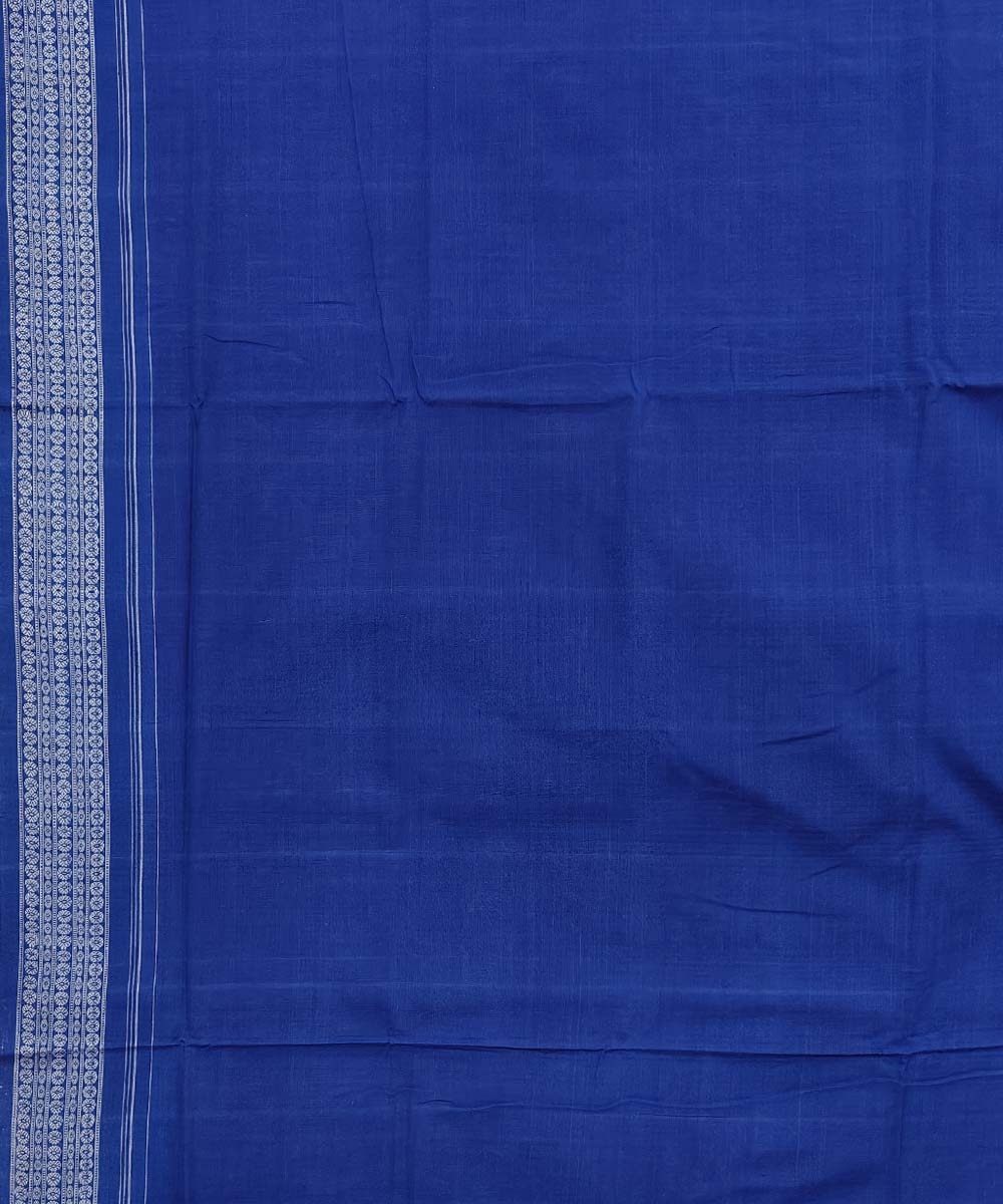 Red Blue Sambalpuri Handwoven Single Ikat Cotton Saree Image 4