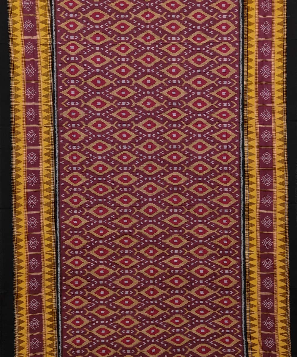 Onion Black Sambalpuri Handwoven Single Ikat Cotton Saree Image 3