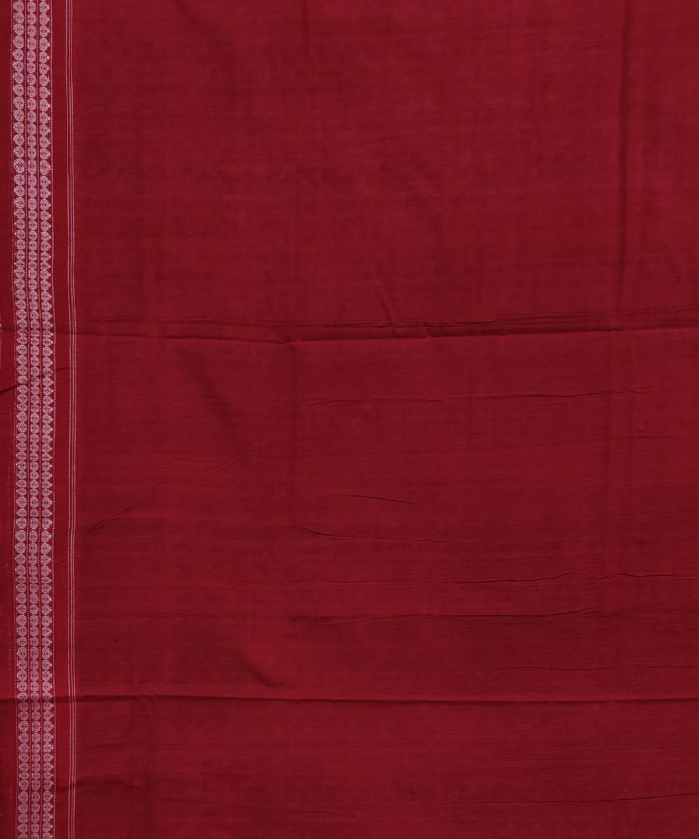 Blue Maroon Sambalpuri Handwoven Single Ikat Cotton Saree Image 4