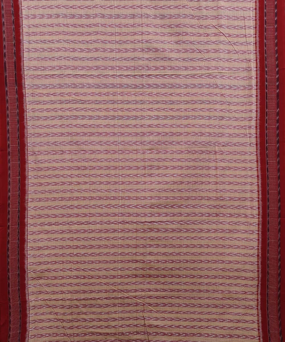 Gray Maroon Sambalpuri Handwoven Single Ikat Cotton Saree Image 3