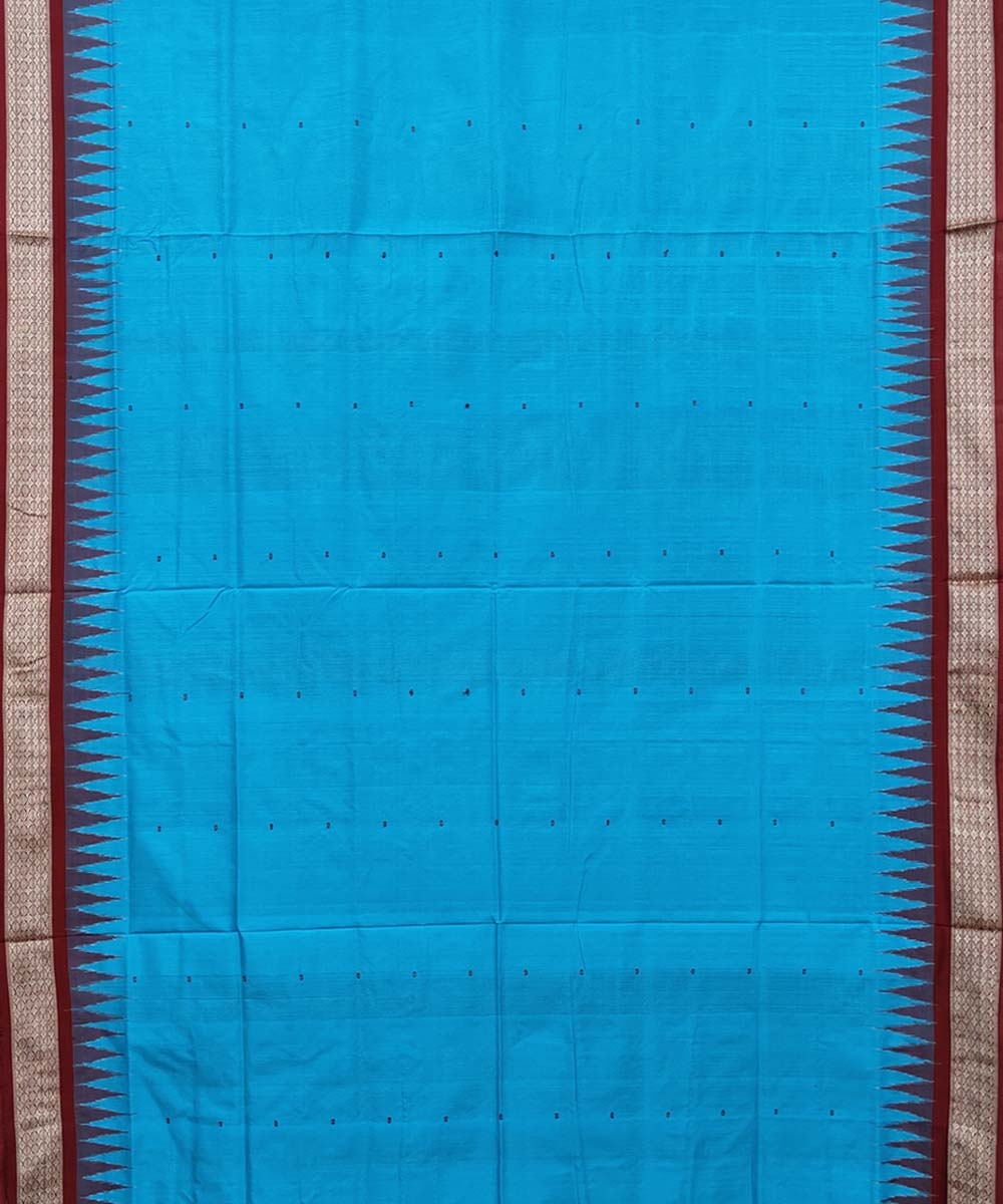 Copper Sulphate  Handwoven Bomkei Silk Saree Image 3