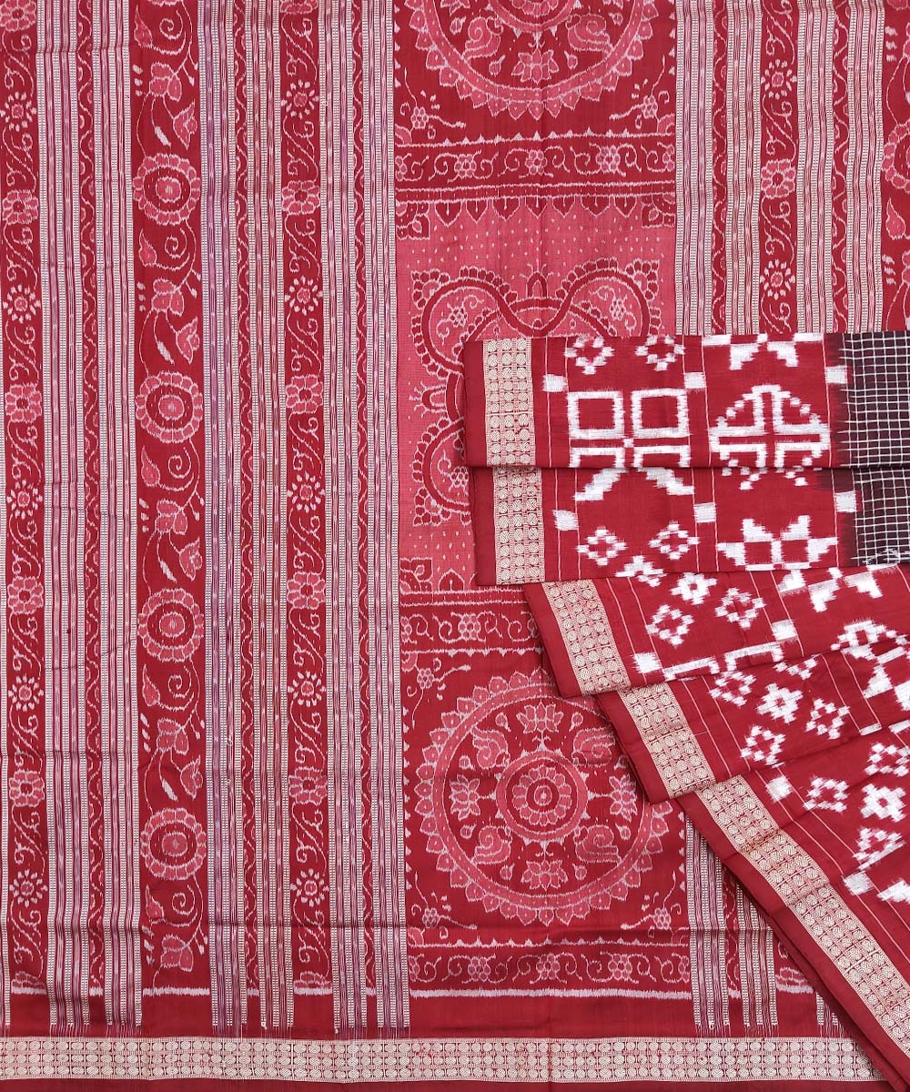 Maroon Coffee Sambalpuri Handwoven Silk Saree Image 1