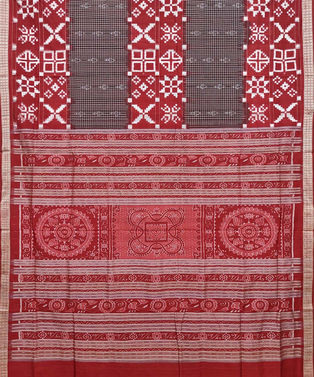 Maroon Coffee Sambalpuri Handwoven Silk Saree Image 2