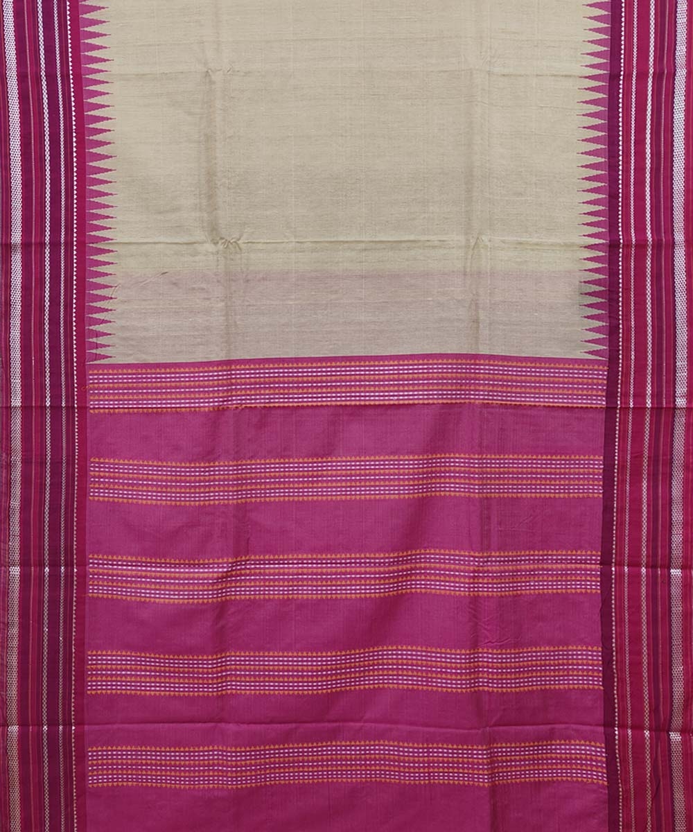 Beige Pink Sambalpuri Handwoven Vidarbha Tussar Silk Saree Image 2