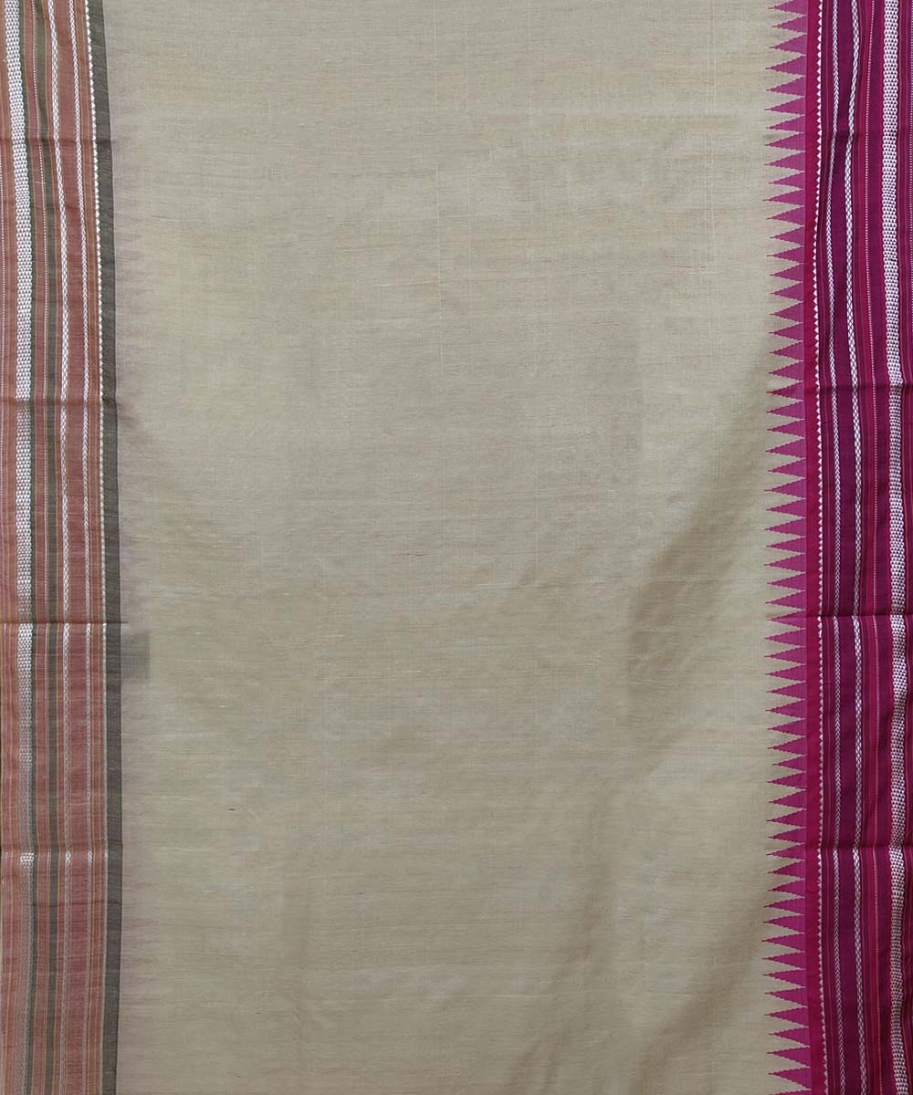 Beige Pink Sambalpuri Handwoven Vidarbha Tussar Silk Saree Image 3