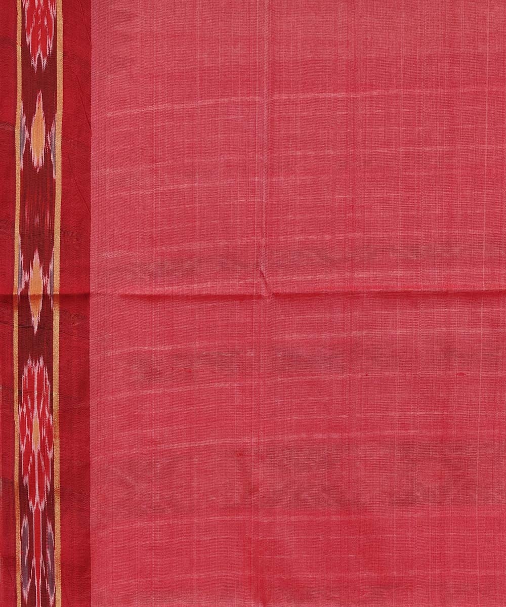 Beige Maroon Sambalpuri Handwoven Ikat Border Tussar Silk Saree Image 4