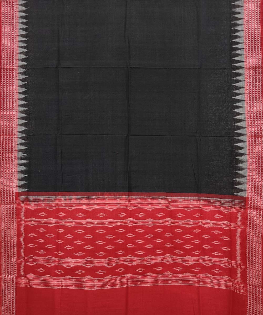 Black Red Sambalpuri Handwoven Single Ikat Cotton Dupatta Image 2