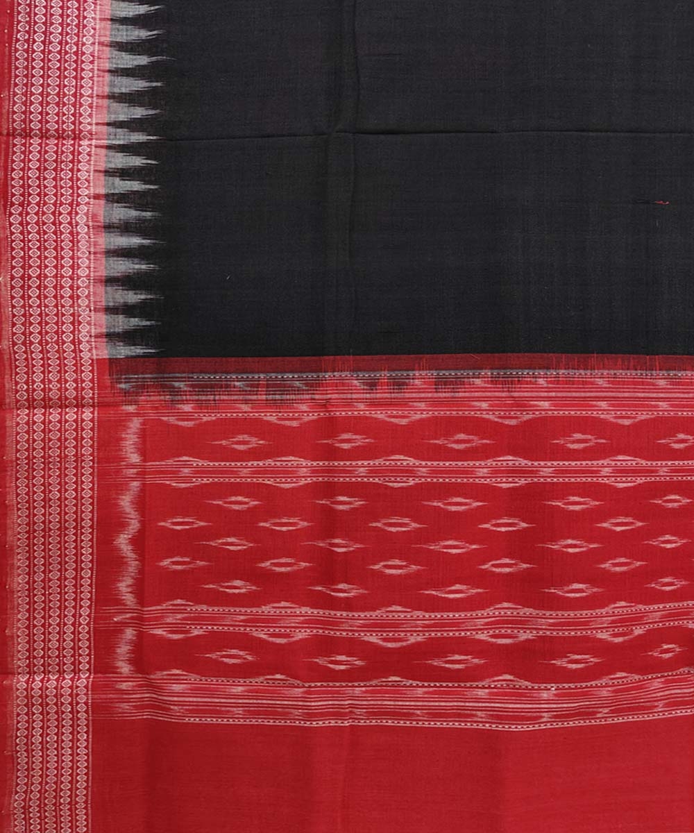 Black Red Sambalpuri Handwoven Single Ikat Cotton Dupatta Image 3